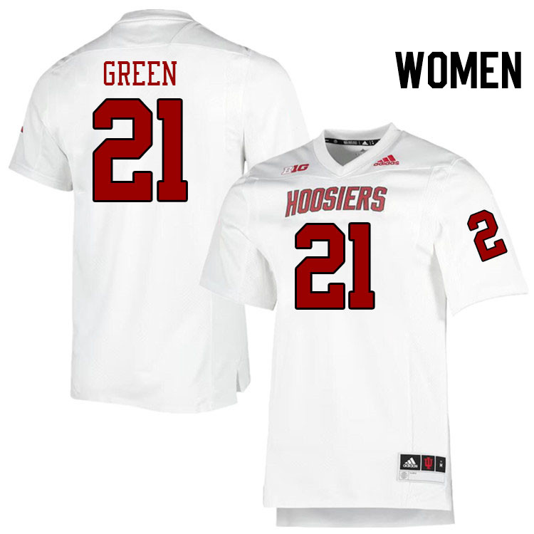 Women #21 Elijah Green Indiana Hoosiers College Football Jerseys Stitched-Retro White